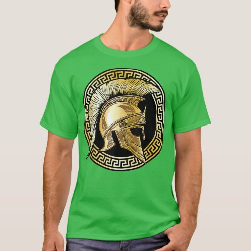 Spartan Helmet Gold Gladiator Sparta Greek Gym Wor T_Shirt