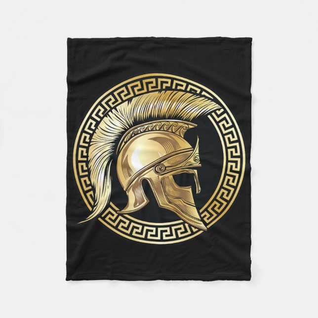 Spartan Helmet Gold Gladiator Sparta Greek Workout Fleece Blanket (Front)