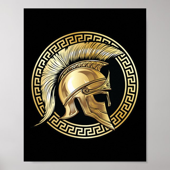 Spartan Helmet Gold Gladiator Sparta Greek Workout Poster (Front)