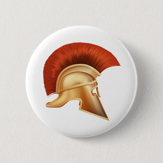 Spartan helmet illustration pinback button (Front)