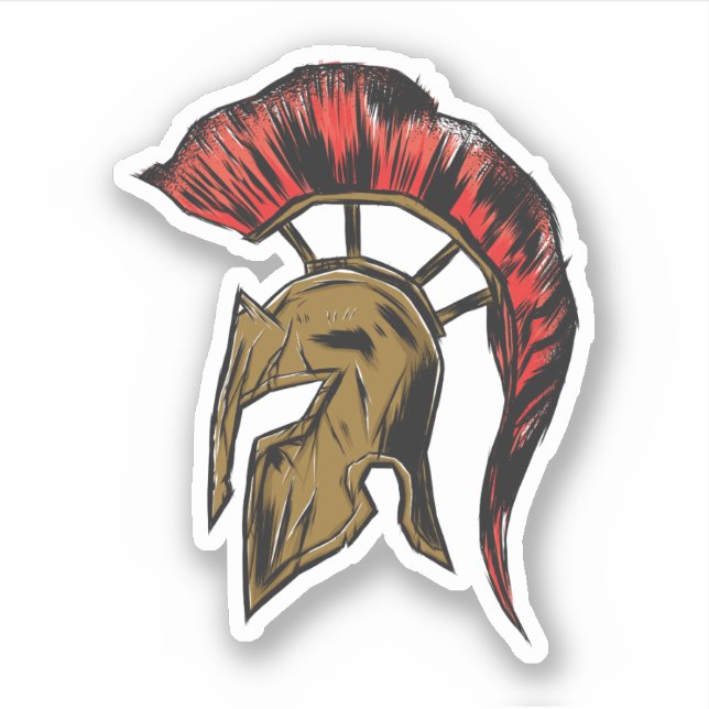 Spartan Helmet Illustration Sticker (Front)