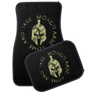 Spartan Helmet Molon Labe Come and Take Camo Car Floor Mat