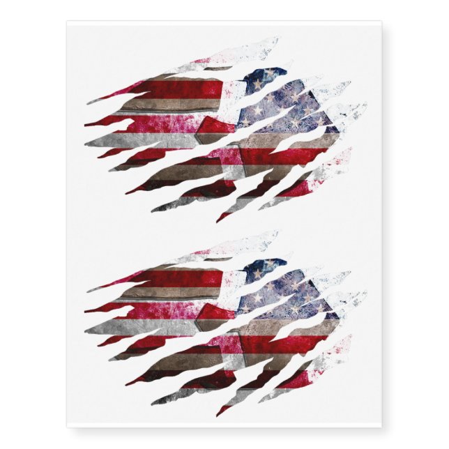 Spartan Helmet on a Distressed American Flag Temporary Tattoos (Front)