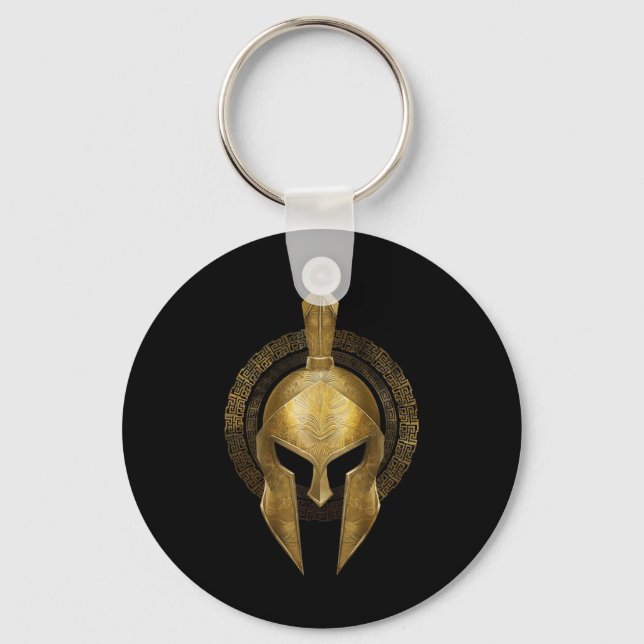 Spartan Helmet Warrior Gold Gladiator Sparta Greek Keychain (Front)