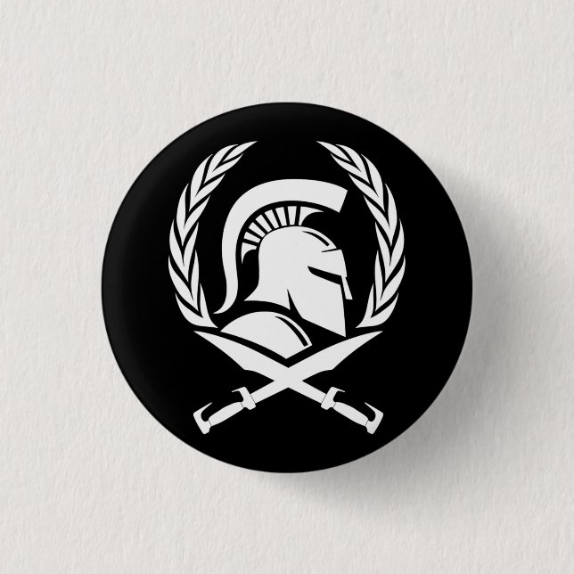 Spartan Helmet Wreath and Sword Button (Front)
