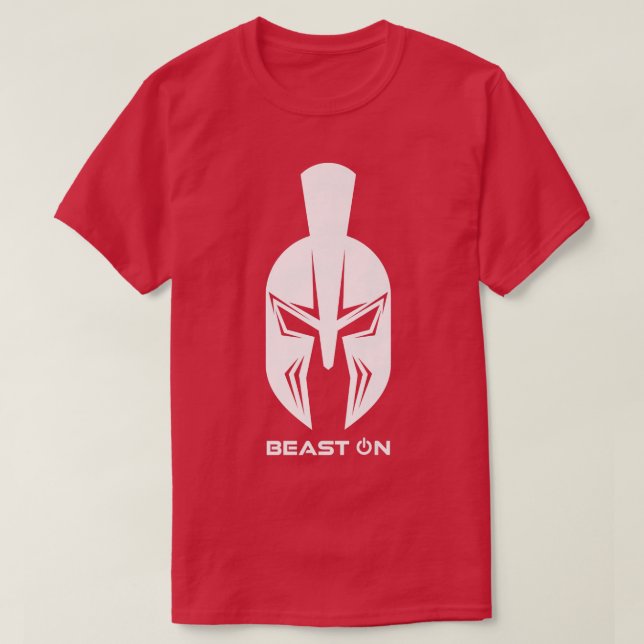 Spartan HelmetBeast OnGym Motivation Fitness Sayin T-Shirt (Design Front)