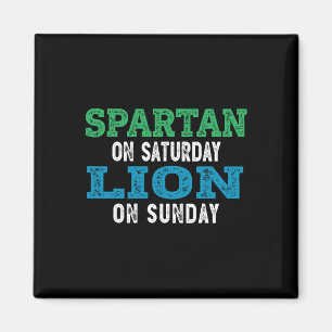 Spartan On Saturday Lion On Sunday Football Fans V Magnet