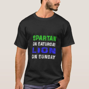 Spartan on Saturday Lion on Sunday Funny Detroit V T-Shirt