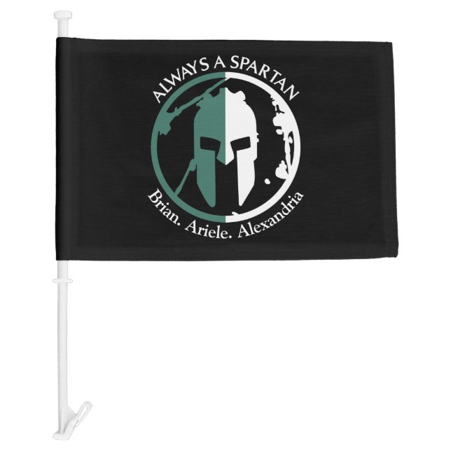 Spartan Strong Go Green Personalize Name Car Flag (Front)