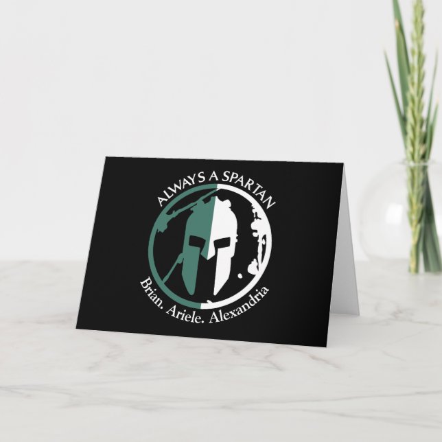 Spartan Strong Go Green Personalize Name Card (Front)