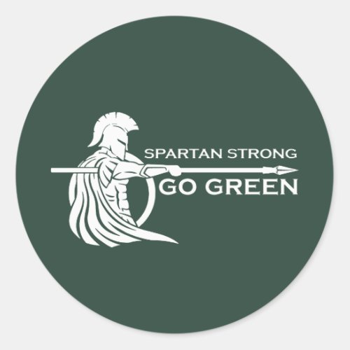 Spartan Strong Go Green Spartan Warriors Classic Round Sticker