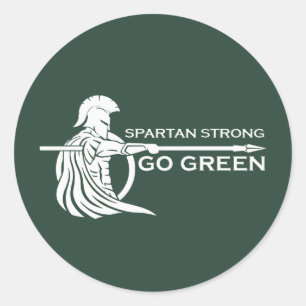 Spartan Strong Go Green Spartan Warriors Classic Round Sticker