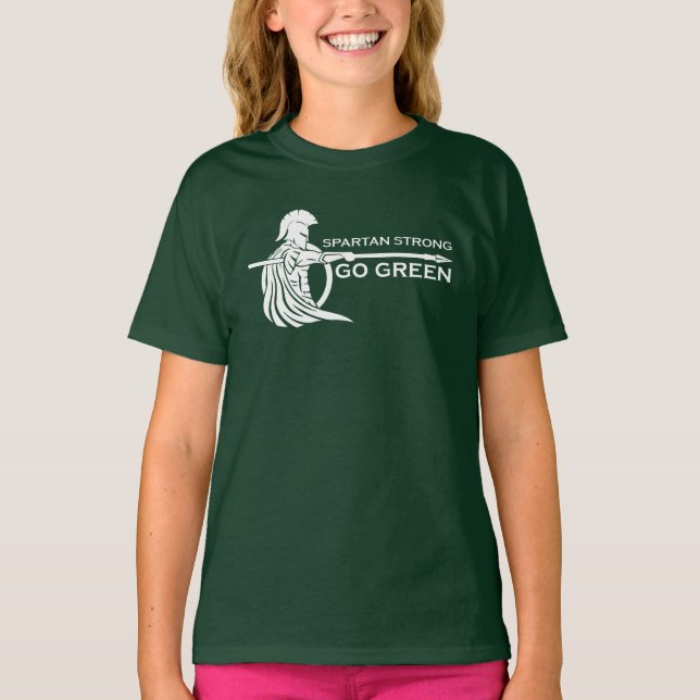 Spartan Strong Go Green Spartan Warriors T-Shirt (Front)