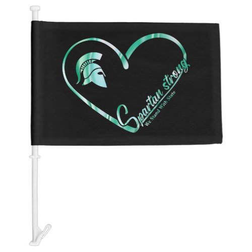Spartan Strong We Stand With State Spartan Logo Car Flag