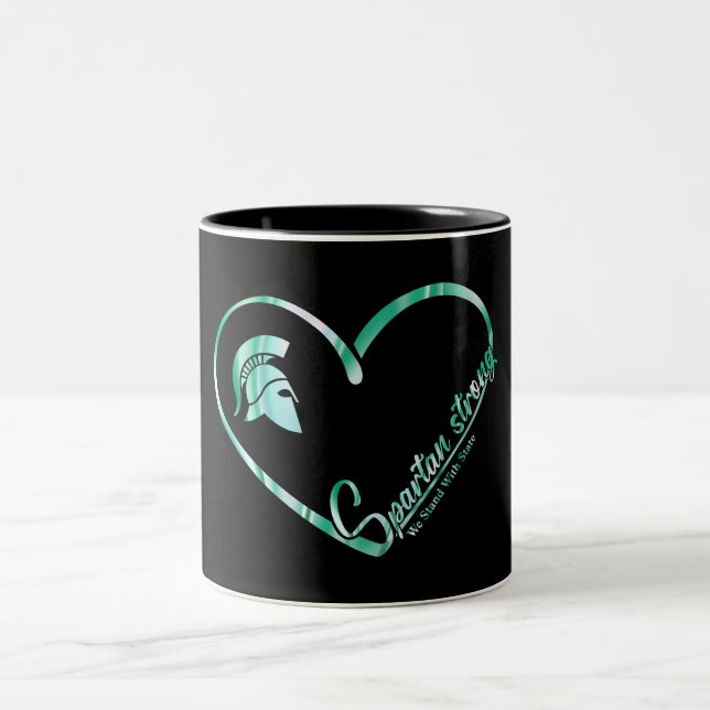 Spartan Strong We Stand With State Spartan Logo Two-Tone Coffee Mug (Center)