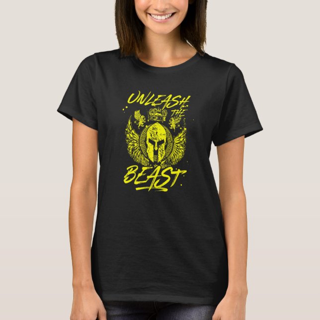 Spartan Unleash The Beast Sparta Gladiator Gym Wor T-Shirt (Front)