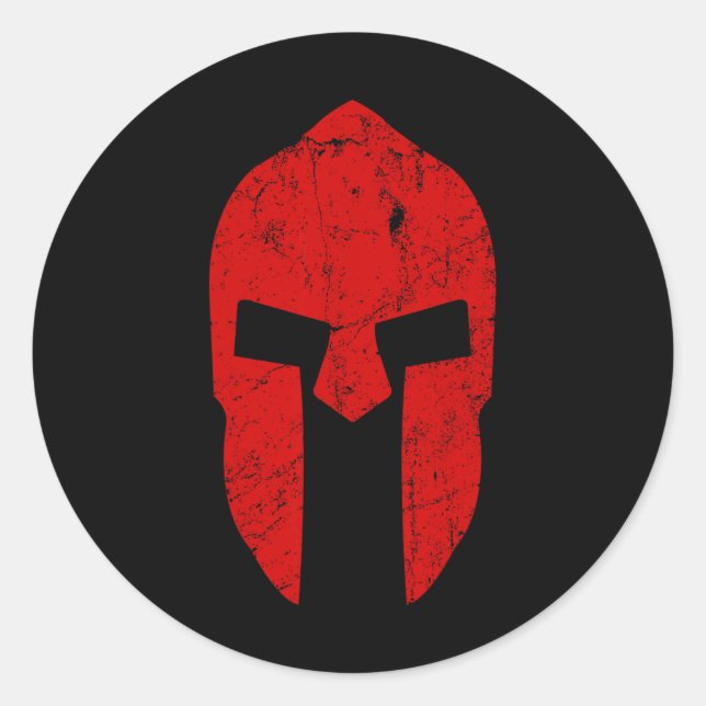 Spartan Warrior Helmet Gym Motivation Sparta Ancie Classic Round Sticker (Front)