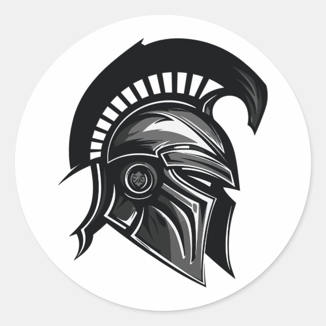 Spartan Warrior Helmet Minimalist Classic Round Sticker (Front)