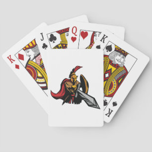 Spartan Warrior Mascot Bold Red and Gold Poker Cards