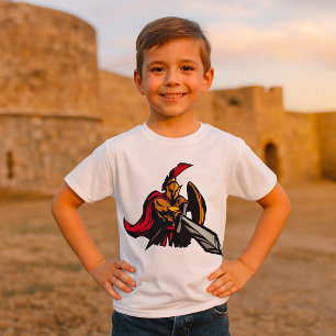 Spartan Warrior Mascot Bold Red and Gold T-Shirt