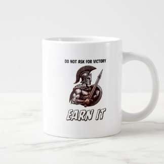 Spartan Warrior Motivation "Earn It" Ink Sketch De Giant Coffee Mug