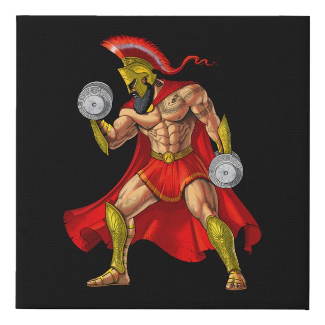 Spartan Warrior Weightlifting Faux Canvas Print (Front)