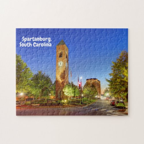Spartanburg South Carolina Clock Tower Jigsaw Puzzle