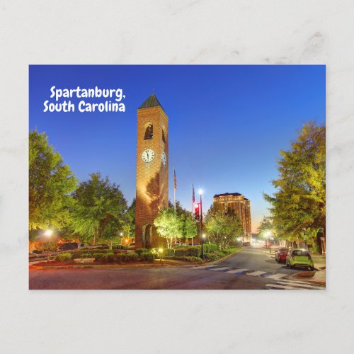 Spartanburg South Carolina Clock Tower Postcard