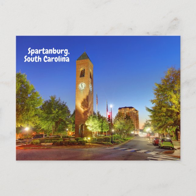 Spartanburg, South Carolina Clock Tower Postcard (Front)