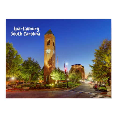 Spartanburg South Carolina Clock Tower Poster