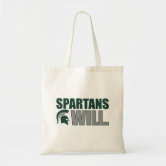 MSU Sparty Go Green, Go White Canvas Tote Bag with Leather Handles * Eco  Friendly Reusable Bag * Grocery Tote Bag