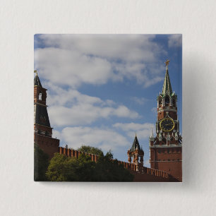 Spasskaya Tower in Red Square, Moscow, Russia Button