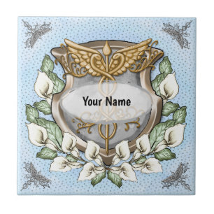 Spath lily shield caduceus  ceramic tile
