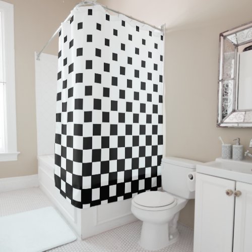 Spatial Illusion Square Pattern Shower Curtain
