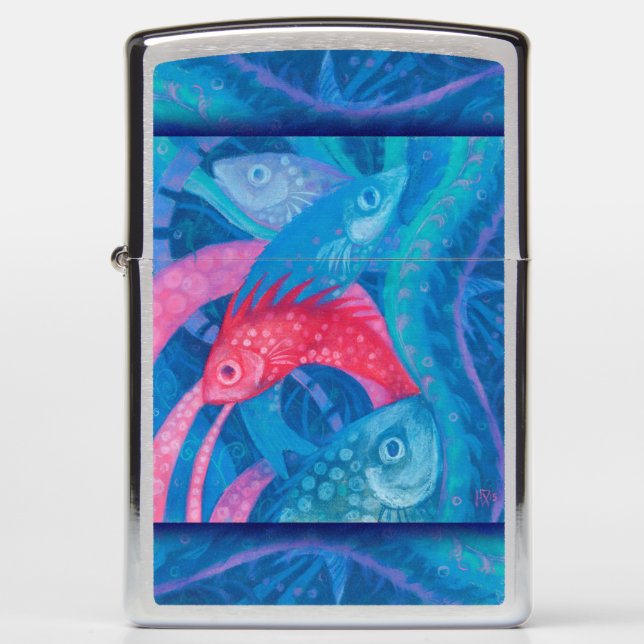 Spawning, fishes, underwater art, fisherman gift zippo lighter (Front)