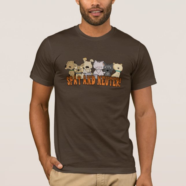 Spay and Neuter Cats and Dogs Cartoon T-Shirt (Front)
