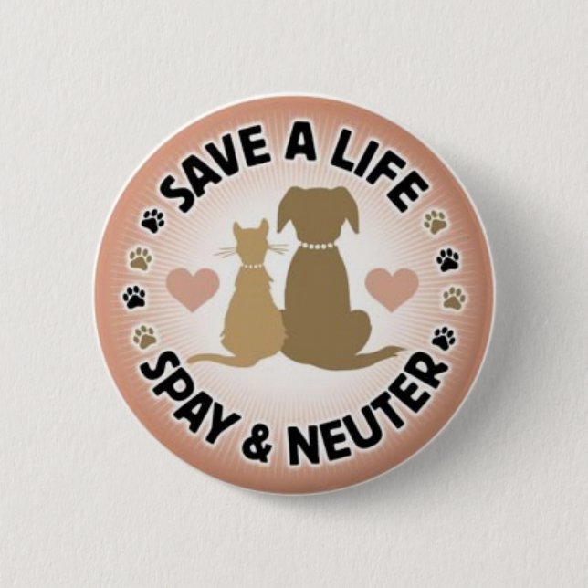 spay and neuter your pets pinback button (Front)