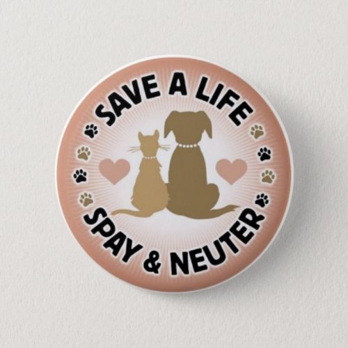 spay and neuter your pets pinback button