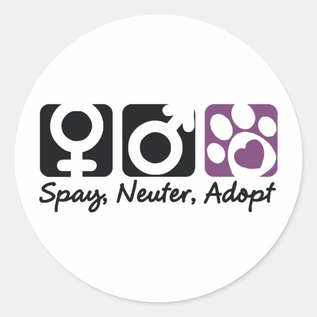 Spay, Neuter, Adopt Classic Round Sticker (Front)
