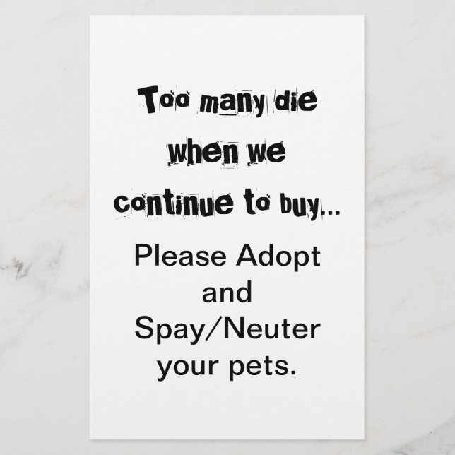 Spay Neuter Adopt Flyer (Front)