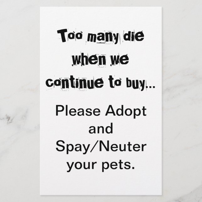 Spay Neuter Adopt Flyer (Front)