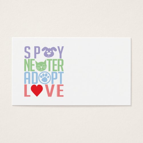 Spay Neuter Adopt Love 2 Business Cards