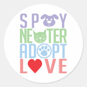 Spay Neuter Adopt Love 2 Classic Round Sticker