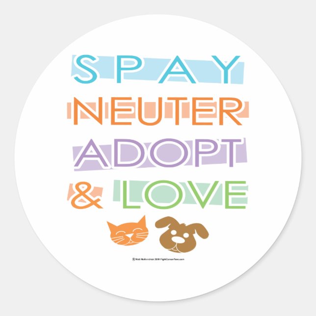 Spay Neuter Adopt Love Classic Round Sticker (Front)