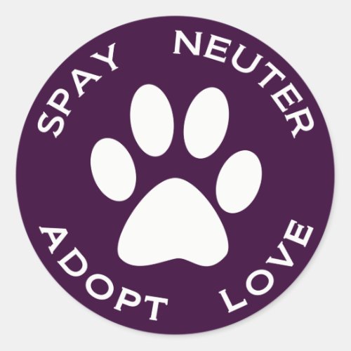 Spay Neuter Adopt Love Classic Round Sticker