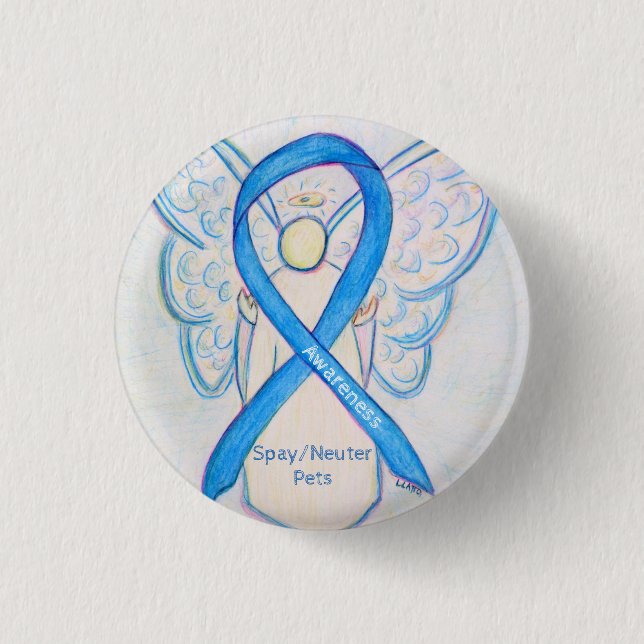 Spay/Neuter Pets Awareness Angel Ribbon Art Pin (Front)