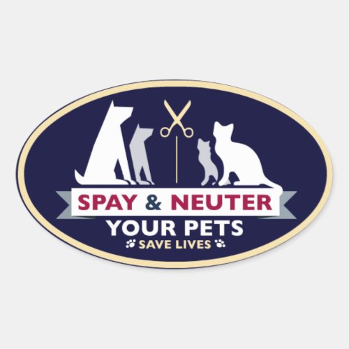 Spay  Neuter your Pets Oval Sticker