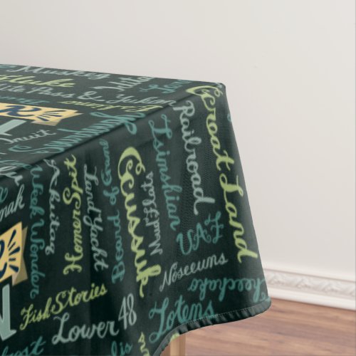 Speak Alaskan  Cotton Tablecloth Dark green