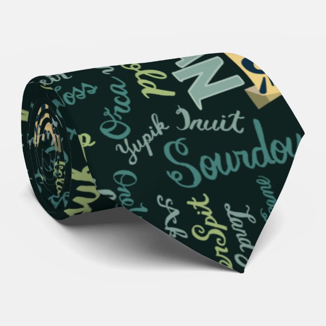Speak Alaskan! Dark Green Tie (Rolled)