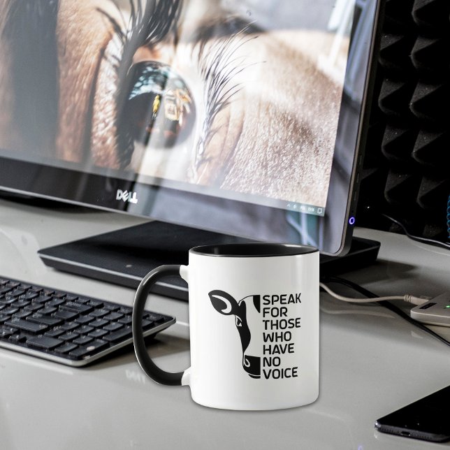 Speak for Those Who Have No Voice, Black Cow Mug (Creator Uploaded)